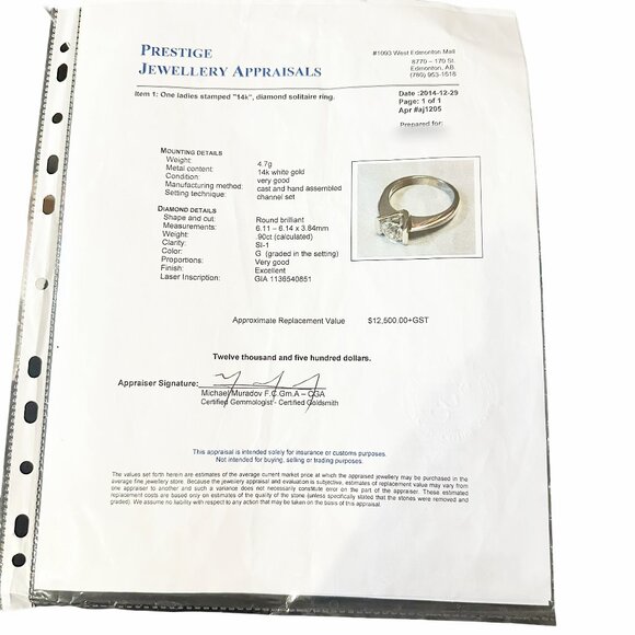 Natural Diamond 14k White Gold Tension Band Engagement Ring - Picture 9 of 9